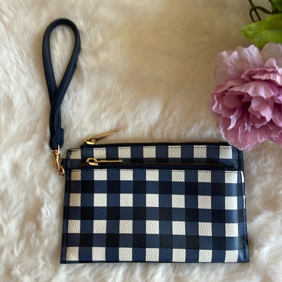 NWOT a new day 👛Navy Blue & White Clutch Purse with 2 Gold Zippers - Picture 1 of 8